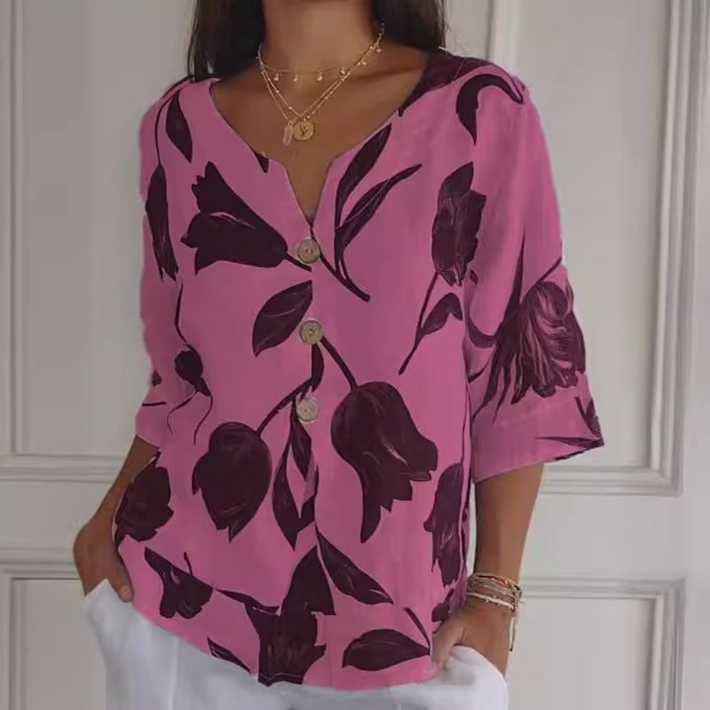 Printed V-neck Tunic Top