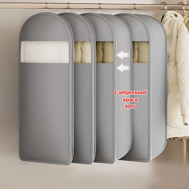 👕Space saving hanging garment bag with self-compressing zipper