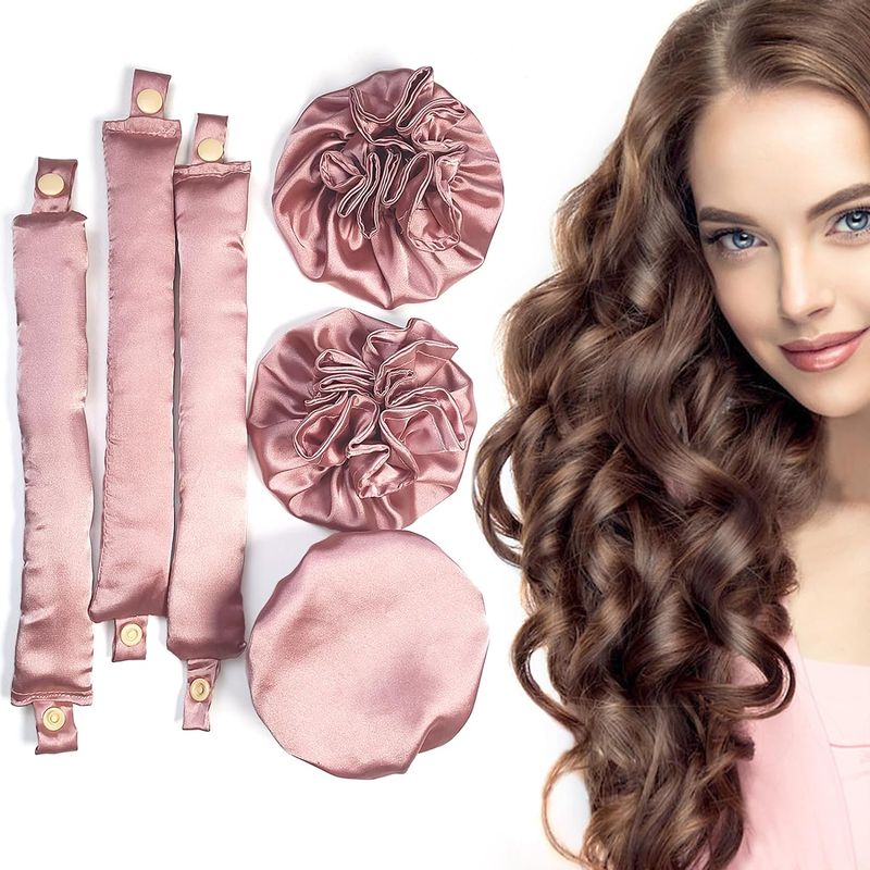 Satin heatless curling iron set