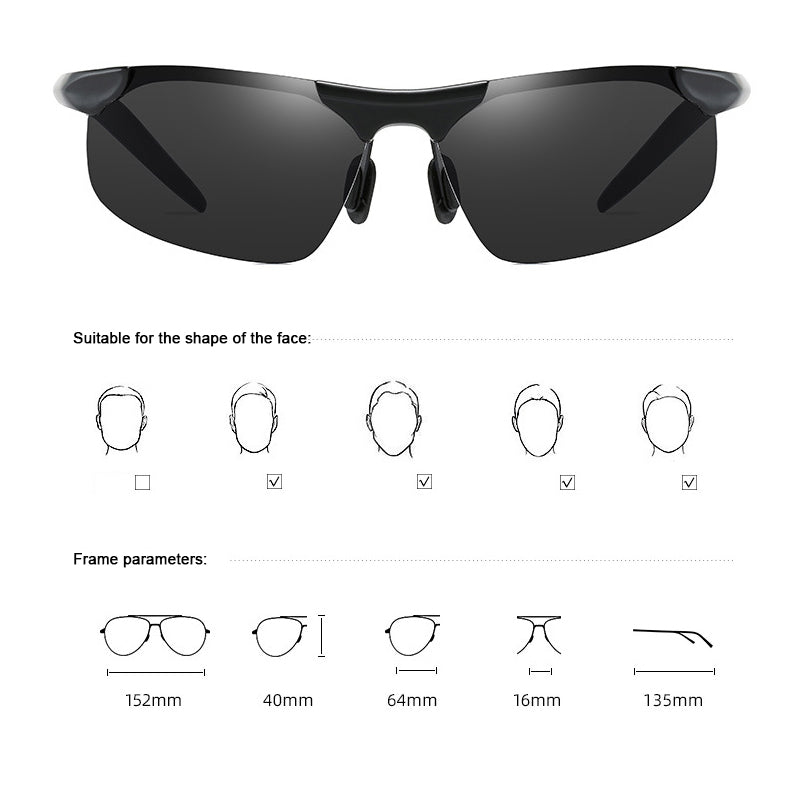 Men's Photochromic Sunglasses with Anti-glare Polarized Lens