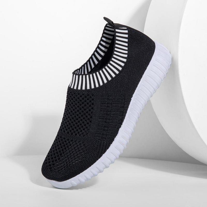 Women's Comfy Color Block Slip-on Shoes Knit Sneakers