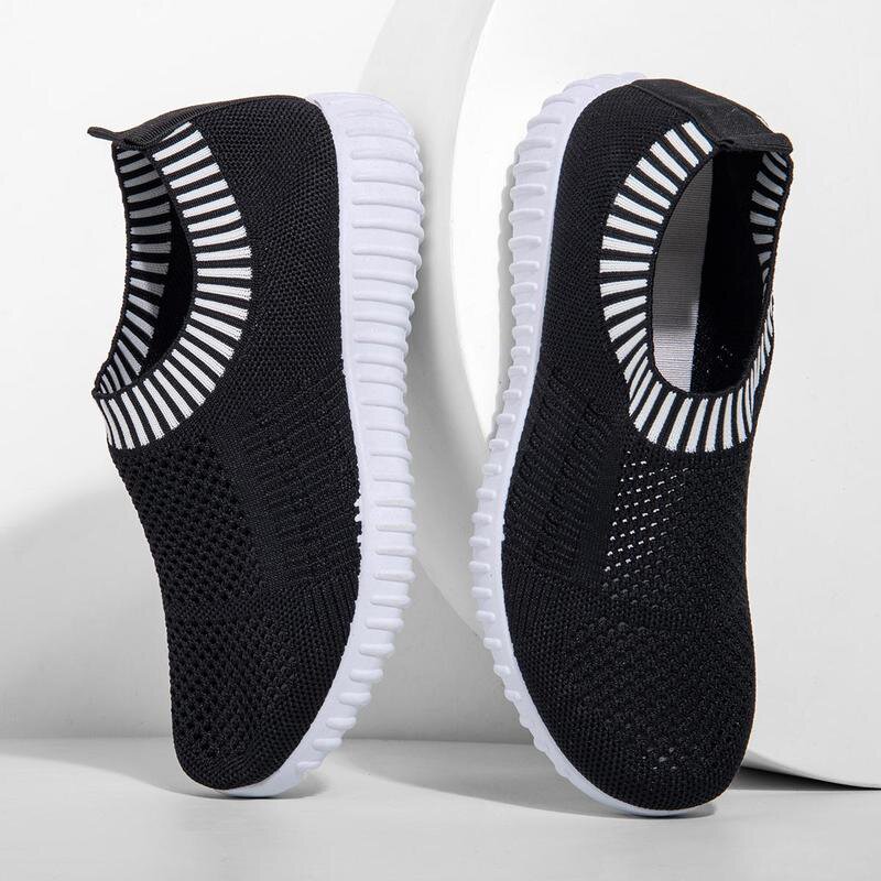 Women's Comfy Color Block Slip-on Shoes Knit Sneakers