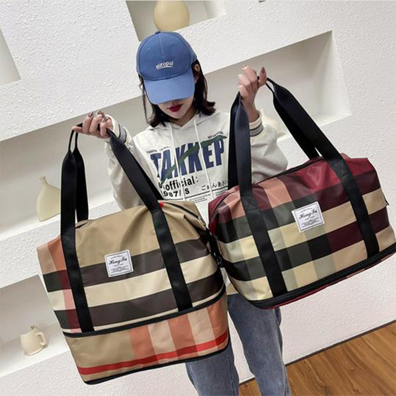 Fashion Lattice Portable High Capacity Travel Bag