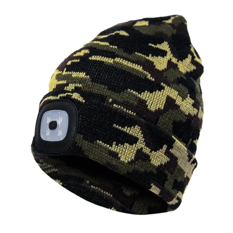 Unisex Winter Warm Knit Hat Head Torch Cap