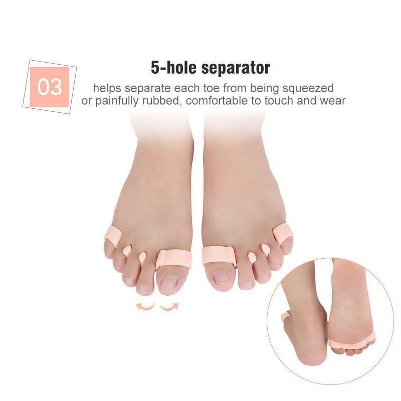 5 Holes Silicone Pedicure Foot Care Tool, 1 Pair