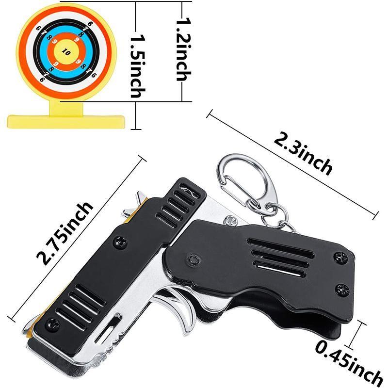 Mini Folding Rubber Band Gun Toy Keychain