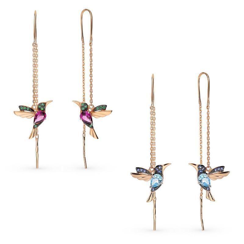 Ladies Elegant Hummingbird Rhinestone Earrings