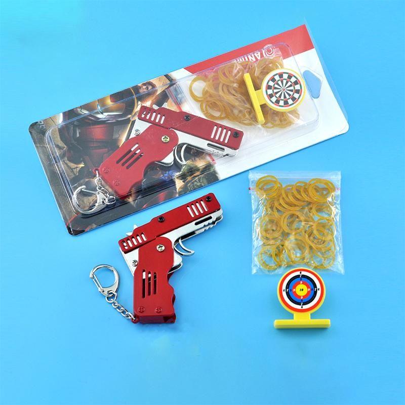 Mini Folding Rubber Band Gun Toy Keychain