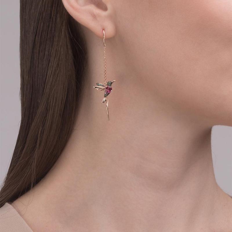 Ladies Elegant Hummingbird Rhinestone Earrings