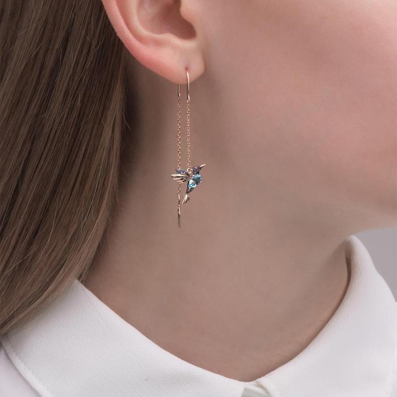 Ladies Elegant Hummingbird Rhinestone Earrings