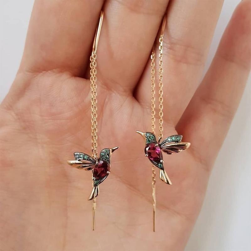 Ladies Elegant Hummingbird Rhinestone Earrings