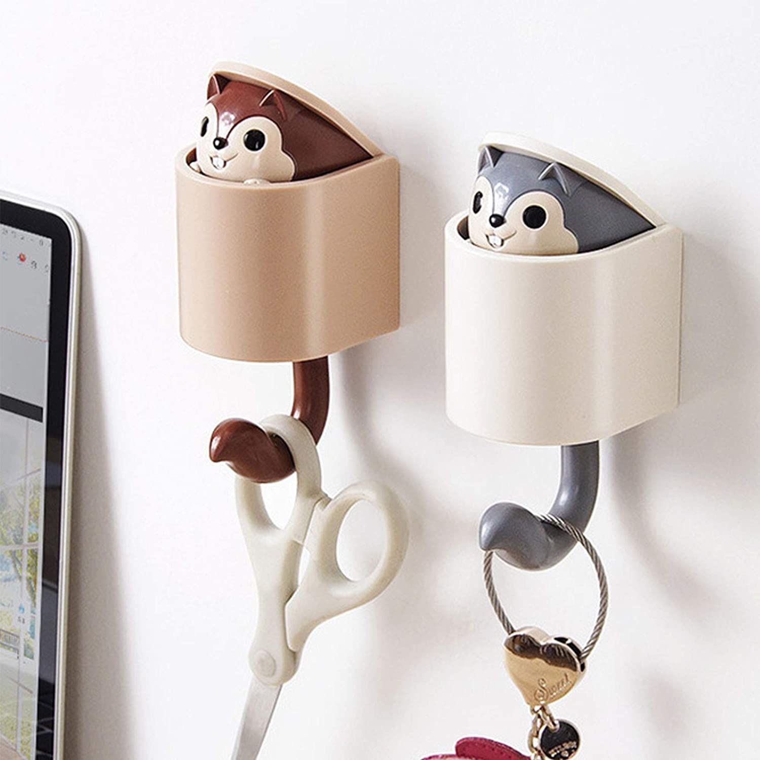Squirrel Shape Adhesive Hook 2 Pieces