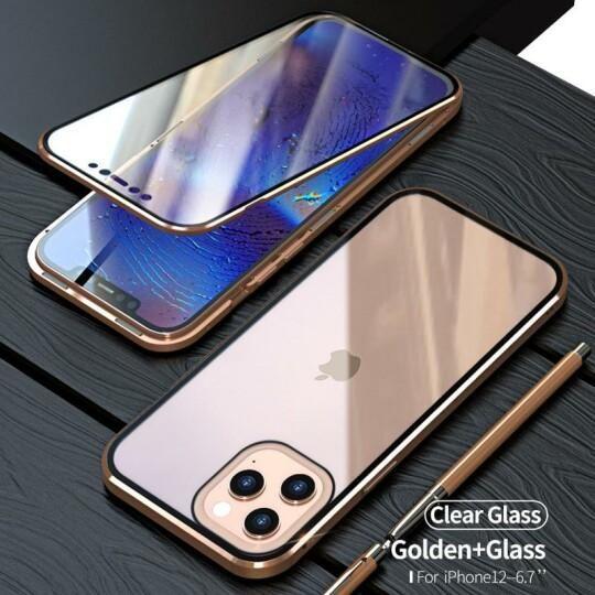 TWO SIDE TEMPERED GLASS MAGNETIC ADSORPTION PHONE CASE