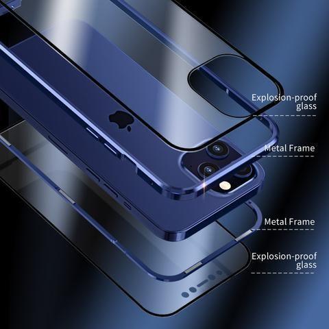 TWO SIDE TEMPERED GLASS MAGNETIC ADSORPTION PHONE CASE