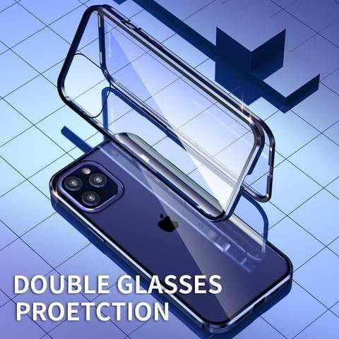 TWO SIDE TEMPERED GLASS MAGNETIC ADSORPTION PHONE CASE