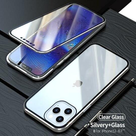 TWO SIDE TEMPERED GLASS MAGNETIC ADSORPTION PHONE CASE