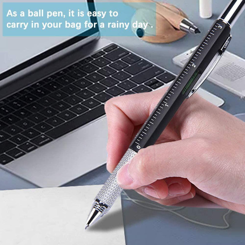 Multitool Pen Set with Screwdriver, Ruler, Level Gauge, Touch Screen Stylus, Ball Pen