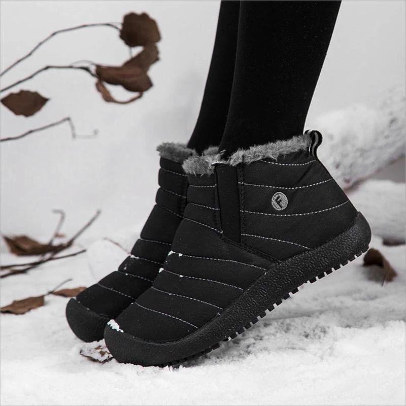 Waterproof Unisex Artificial Fur Lined Slip On Boots