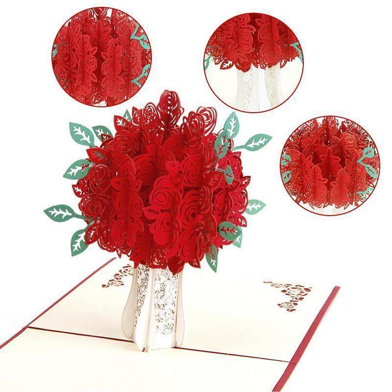 Romantic Rose Bouquet Pop-Up Card