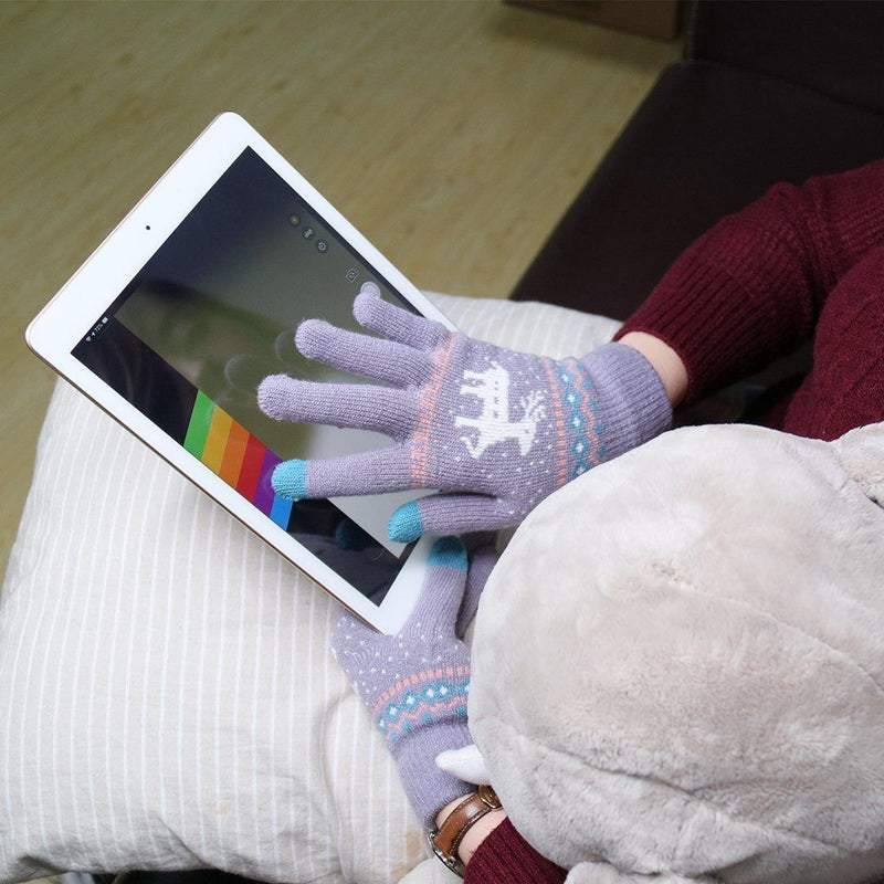 Elk Snowflake Printed Knitted Touchscreen Glove