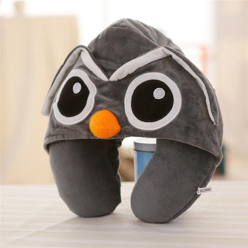 Unicorn Hooded Animal Travel Neck Pillow