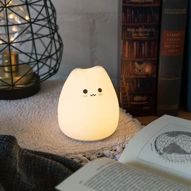 Cute Silicone Cat Lamp Touch-Control Kids Bedside Lights