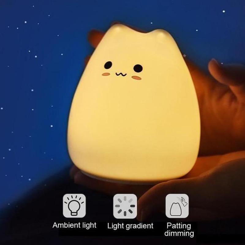 Cute Silicone Cat Lamp Touch-Control Kids Bedside Lights