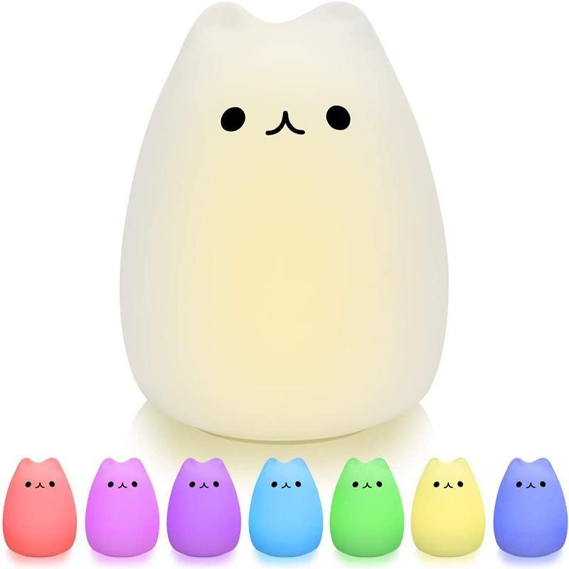 Cute Silicone Cat Lamp Touch-Control Kids Bedside Lights