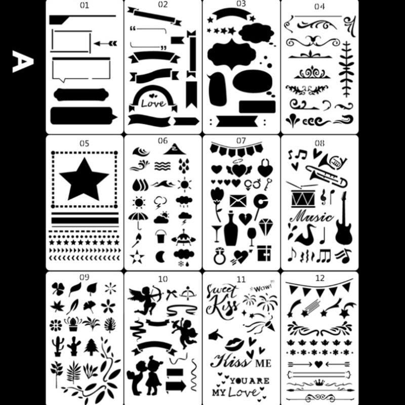 Fast Draw Stencil Art Templates (12 Sheets/Set )