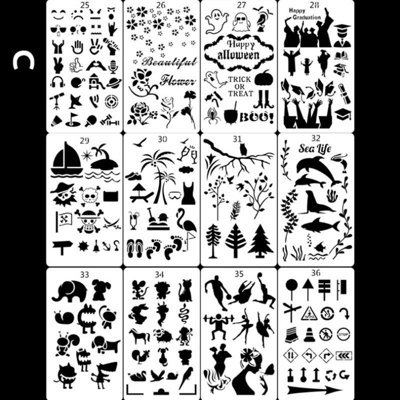 Fast Draw Stencil Art Templates (12 Sheets/Set )