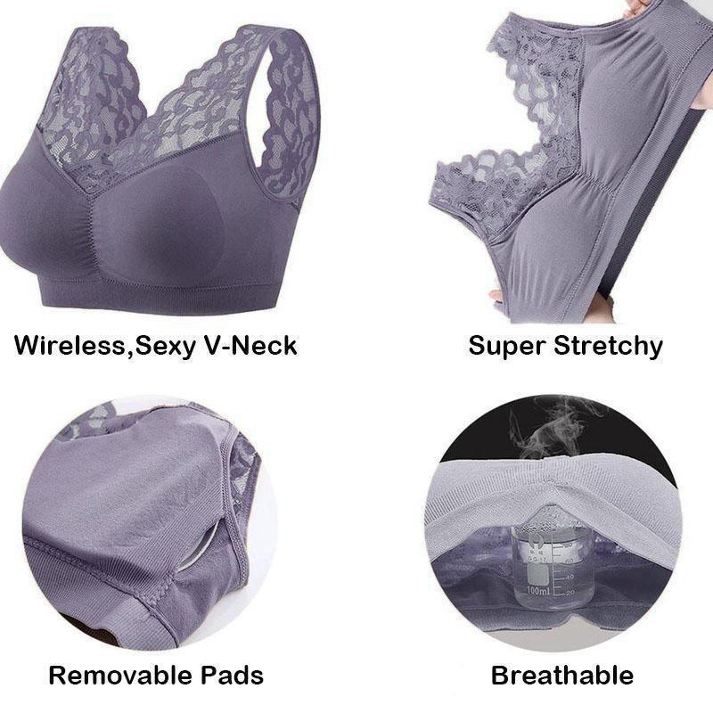 Breathable sports lace bra