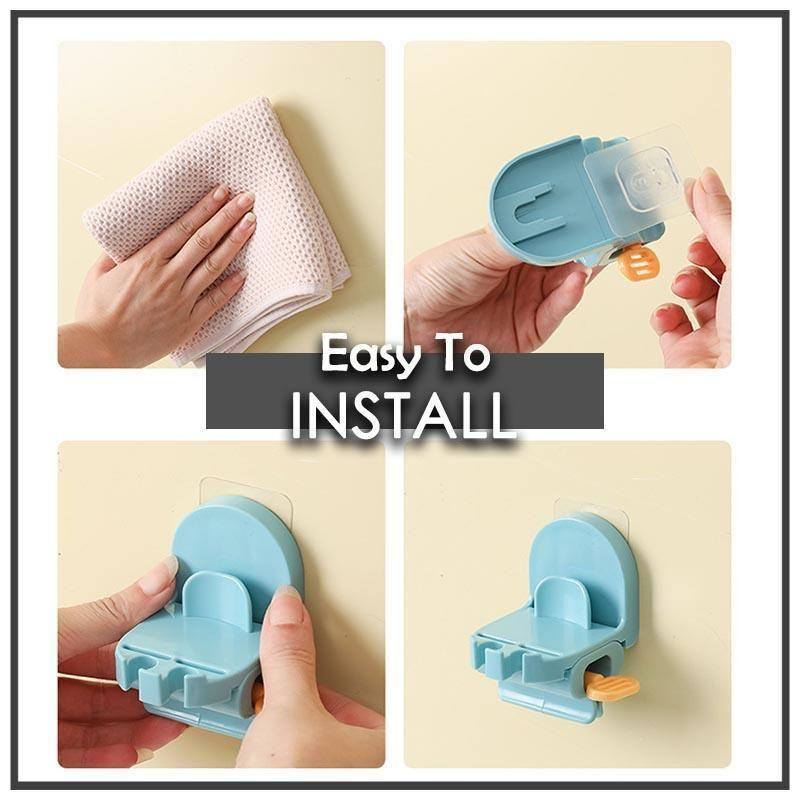 Toothbrush Holder And Rolling Toothpaste Squeezer