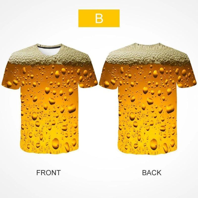 New Fashion 3D Print Beer Bubble Short Sleeve T-Shirt