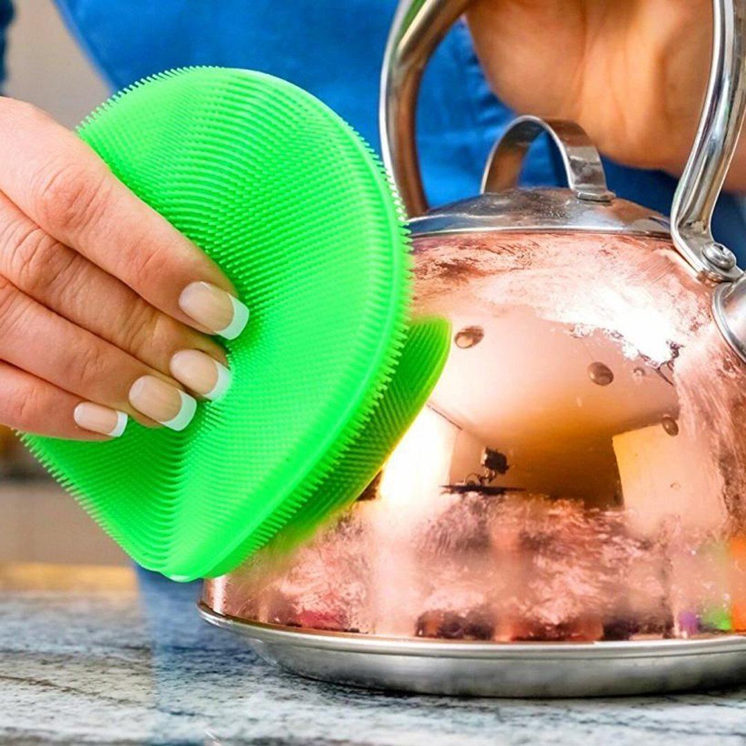 Food Grade Multi-Function Antibacterial Silicone Scrubber Sponge Cleaning Brush Kitchen ， 5pcs