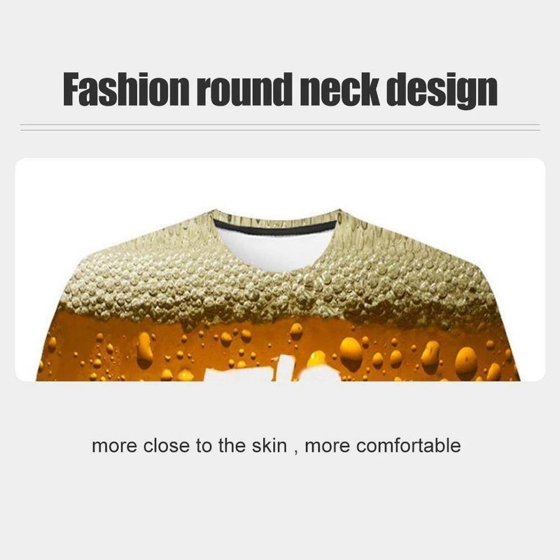 New Fashion 3D Print Beer Bubble Short Sleeve T-Shirt