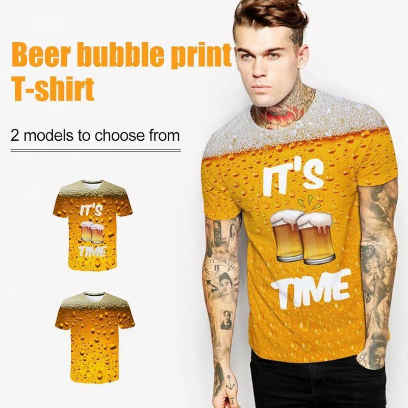 New Fashion 3D Print Beer Bubble Short Sleeve T-Shirt