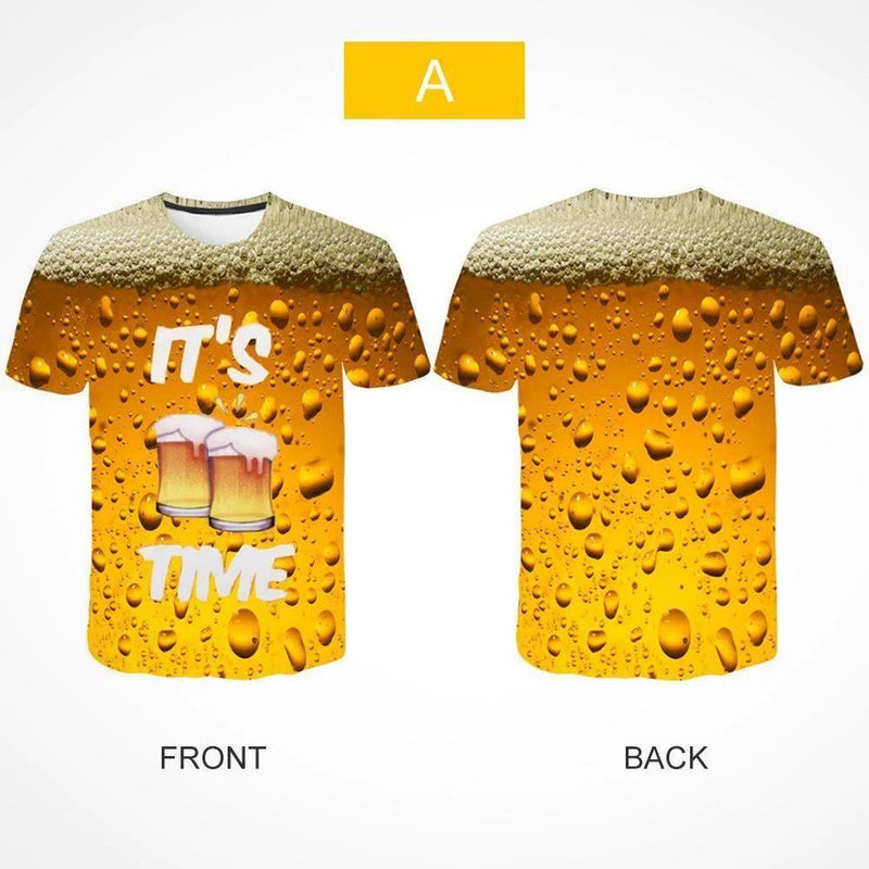 New Fashion 3D Print Beer Bubble Short Sleeve T-Shirt