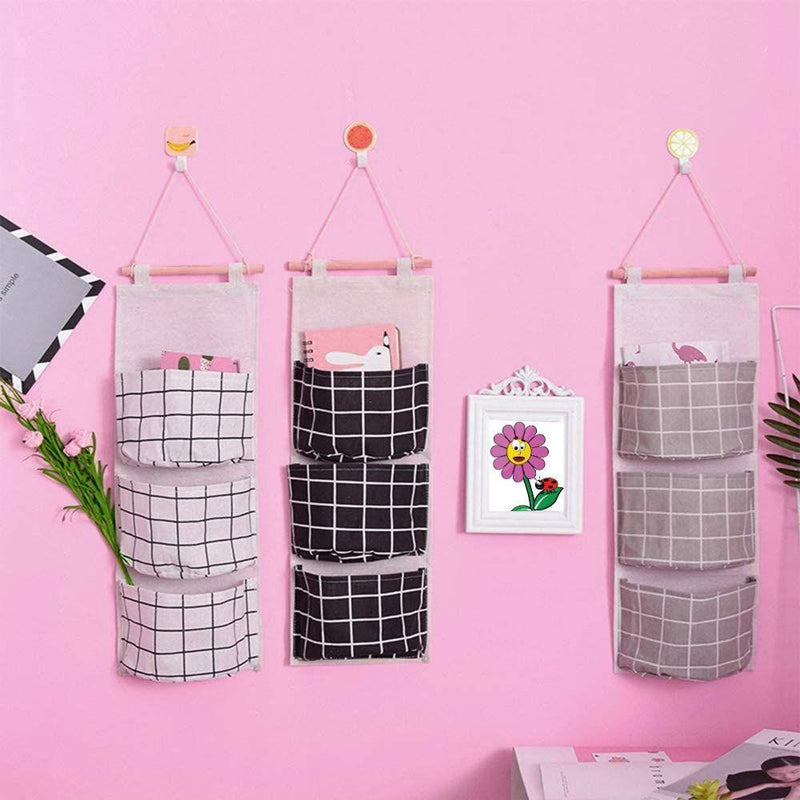 3 Pack Wall hanging storage bag organizer