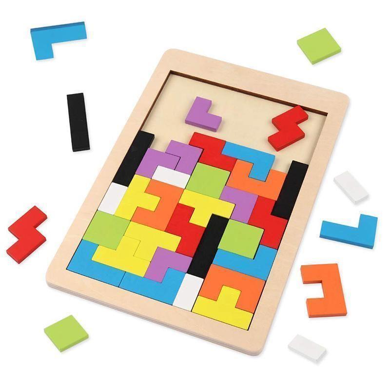 Wooden tetris puzzle