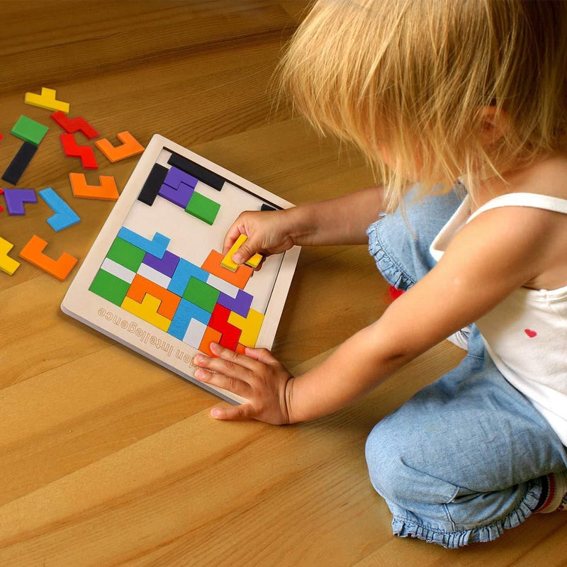 Wooden tetris puzzle