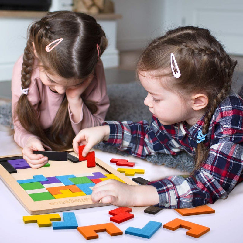 Wooden tetris puzzle