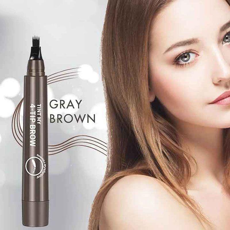 LineBrow Ultra-Fine 4-Tip-Head Long-Lasting Waterproof Microblading Natural Eyebrow Pen