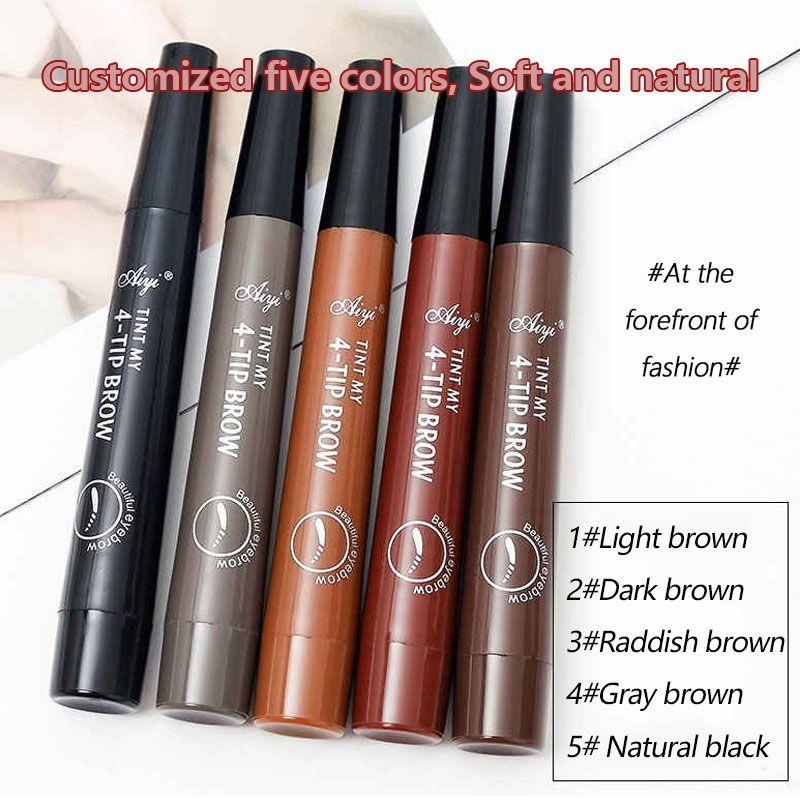 LineBrow Ultra-Fine 4-Tip-Head Long-Lasting Waterproof Microblading Natural Eyebrow Pen