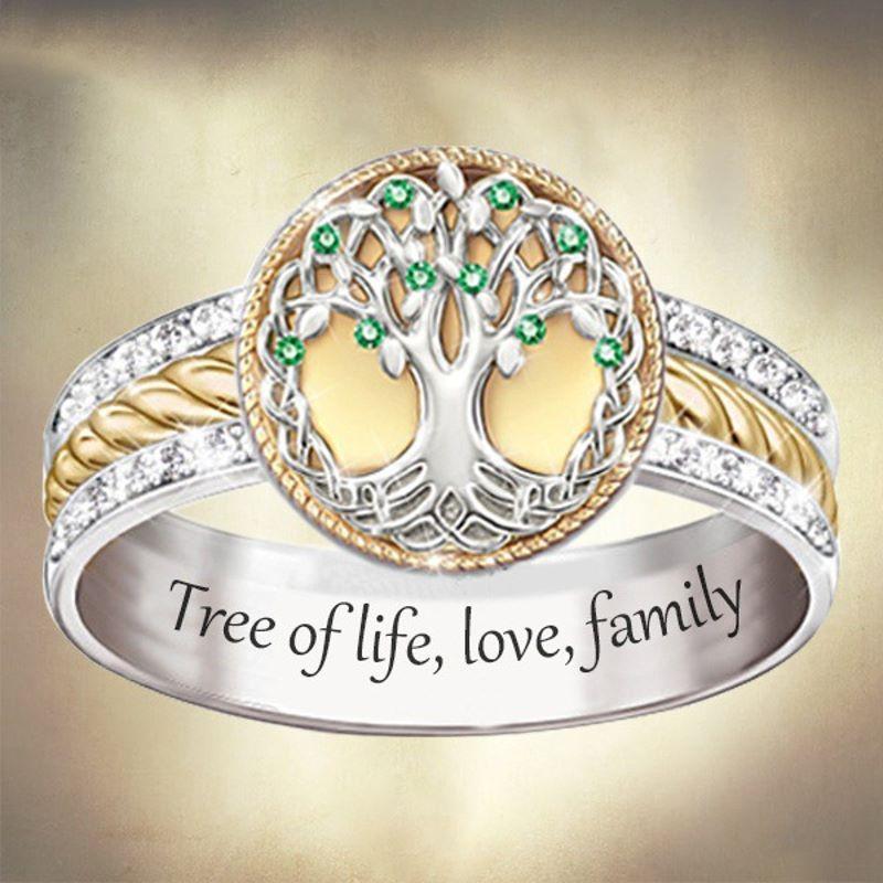Diamond Two-Tone Tree of Life Ring