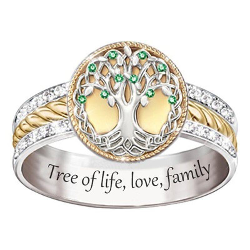 Diamond Two-Tone Tree of Life Ring