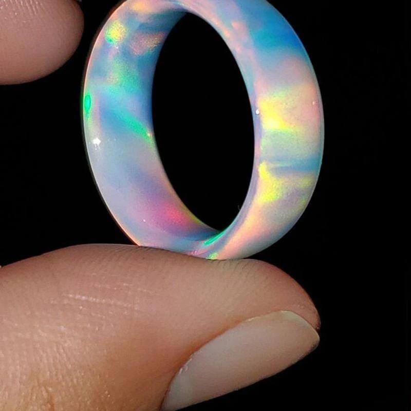 Blue Cloud Opal Ring - aurora borealis