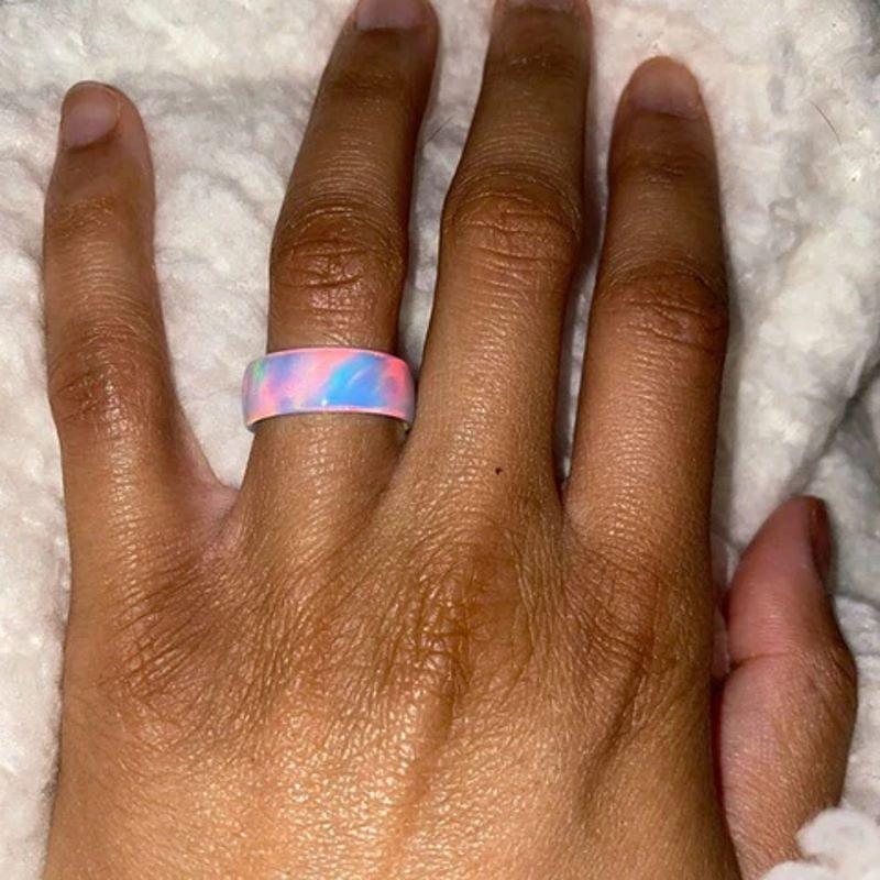 Blue Cloud Opal Ring - aurora borealis