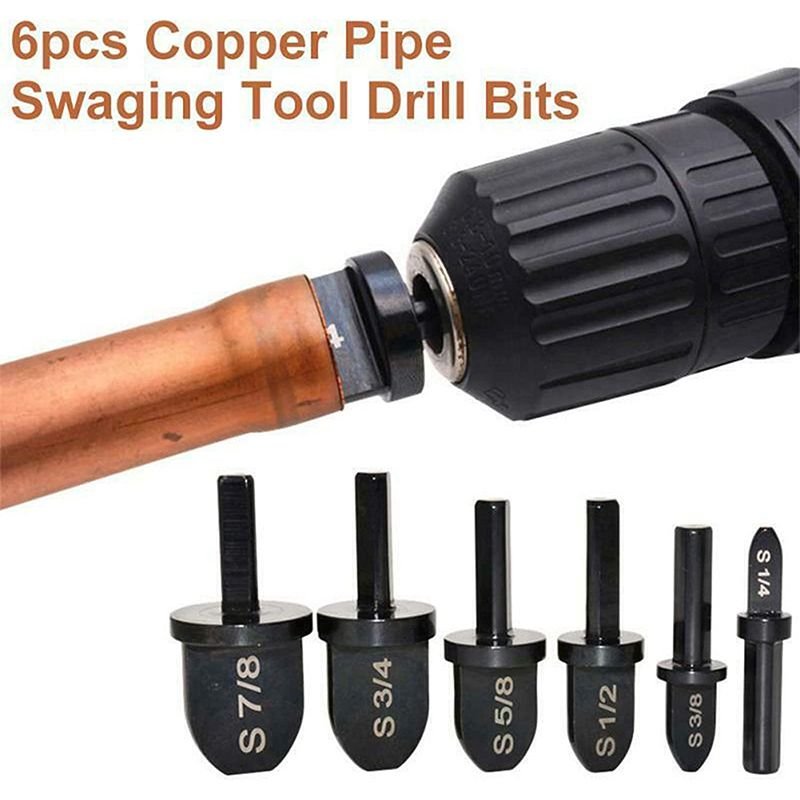 6pcs Copper Pipe Swaging Tool Drill Bits