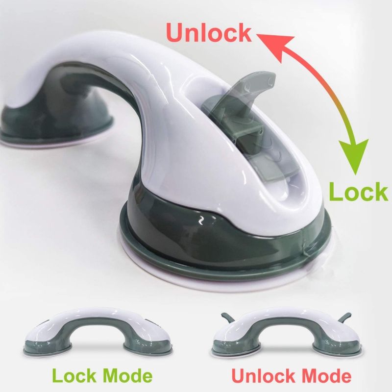 Bathroom handrail with suction cup handle
