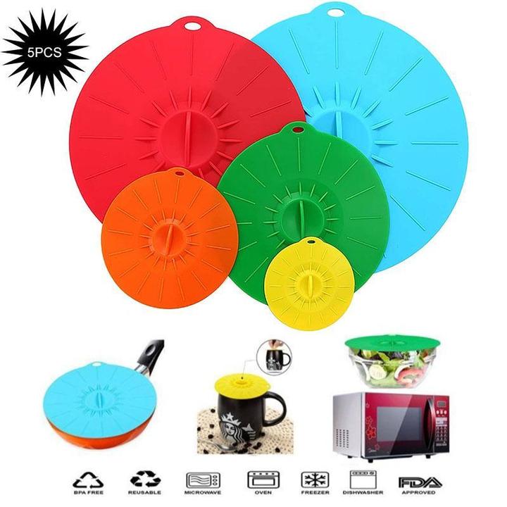 Reusable Silicone Suction Lids (5pcs in)
